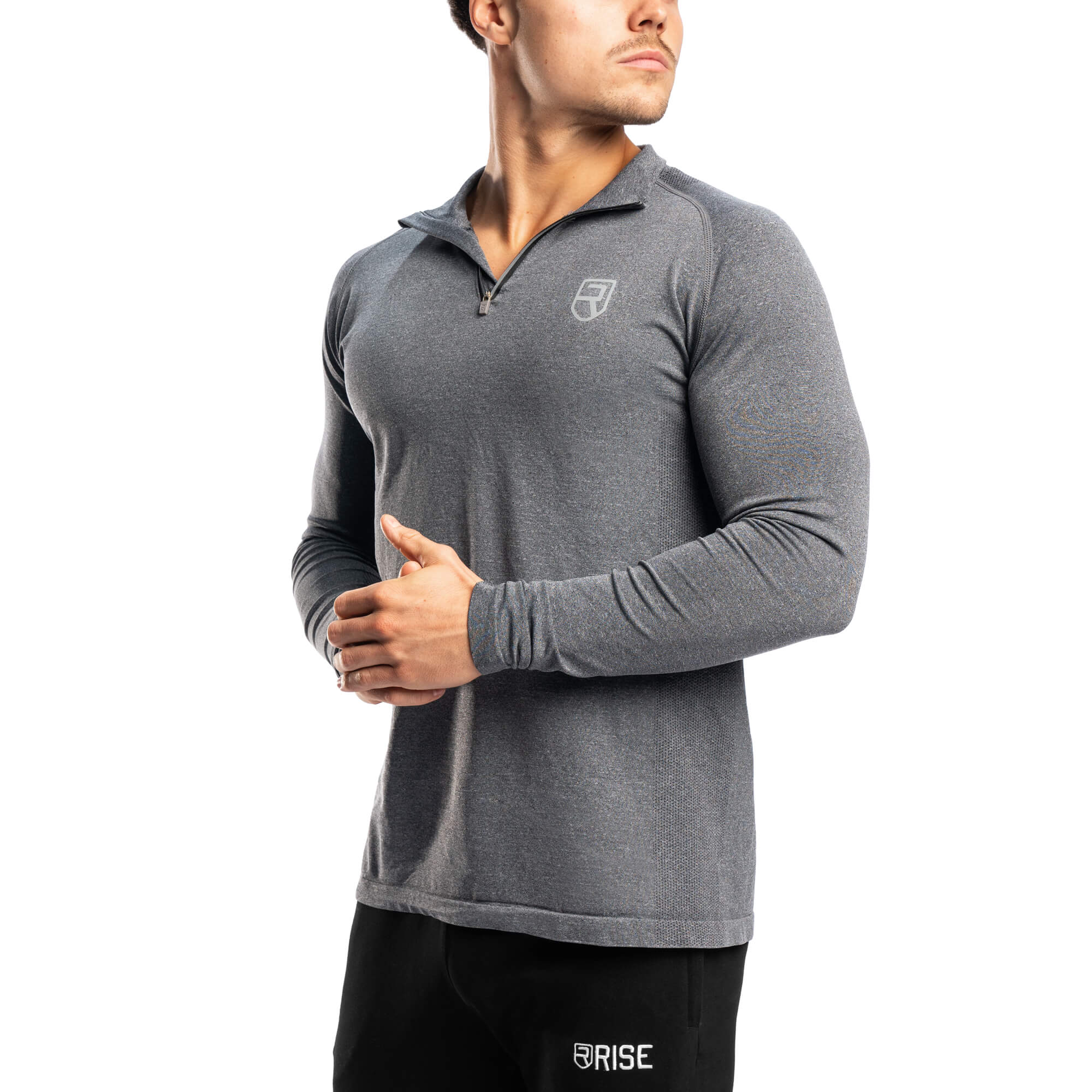 Premium Seamless 1/4 Zip Pullover – Charcoal Marl