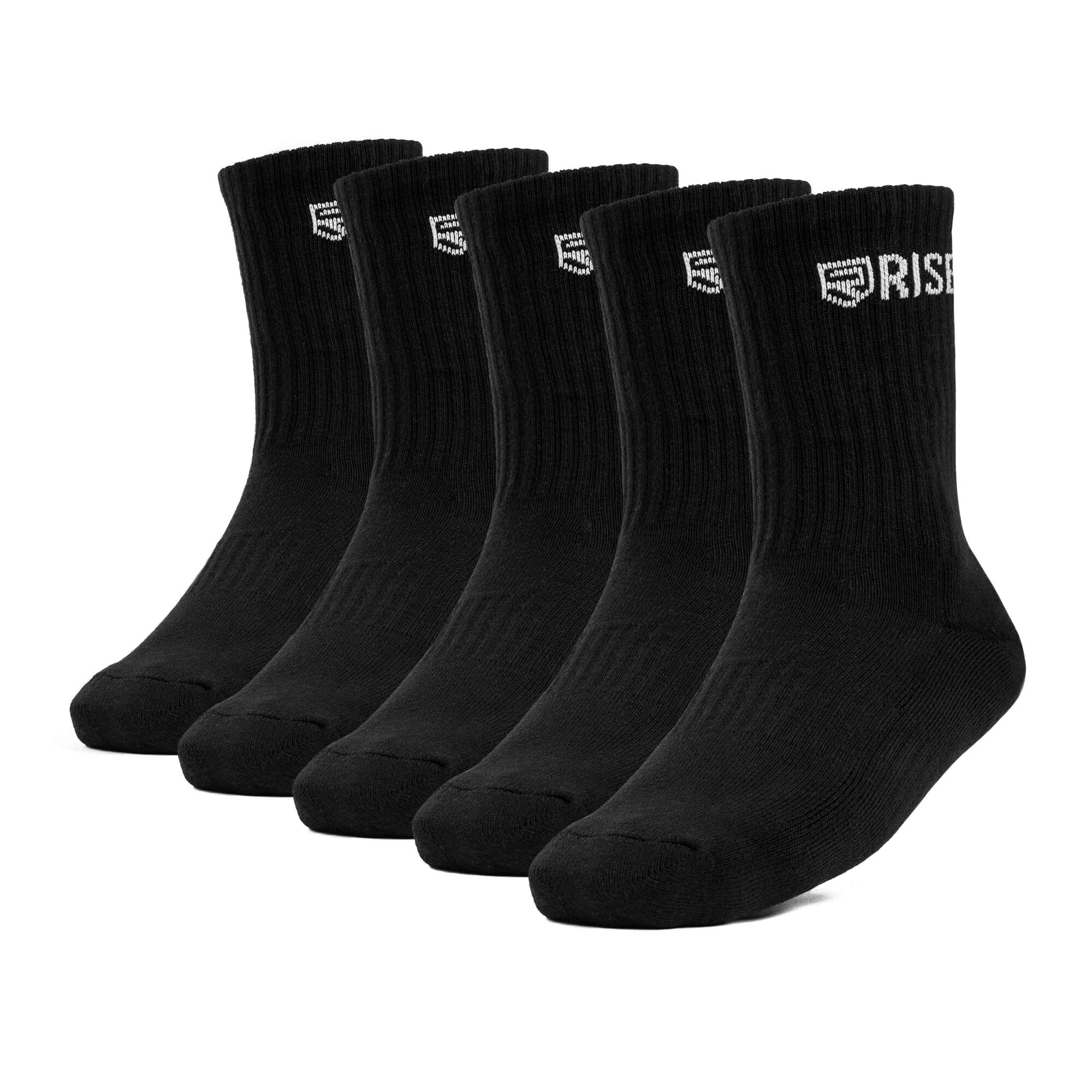 Rise Crew Socks – Black (5pk)