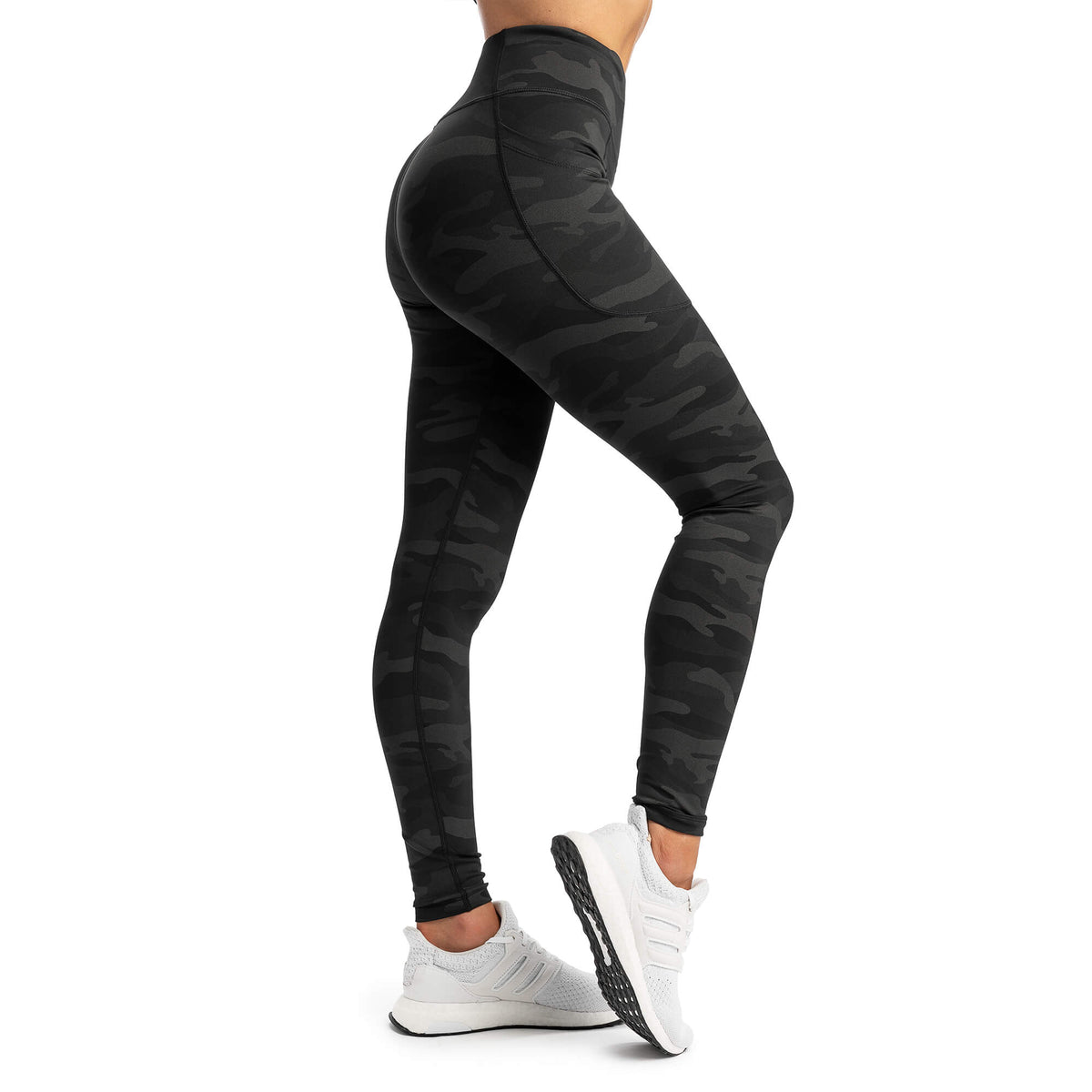 High Waist Smooth Black Spandex Leggings With Prism Holographic Side Panels  and Pockets 157441 -  Canada